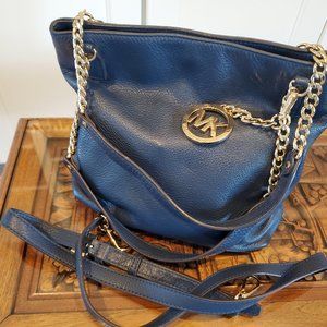 Michael Kors Dark Blue Leather Chain handbag - Extremely Good Condition